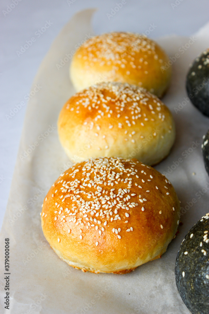Buns for Burger with sesame seeds