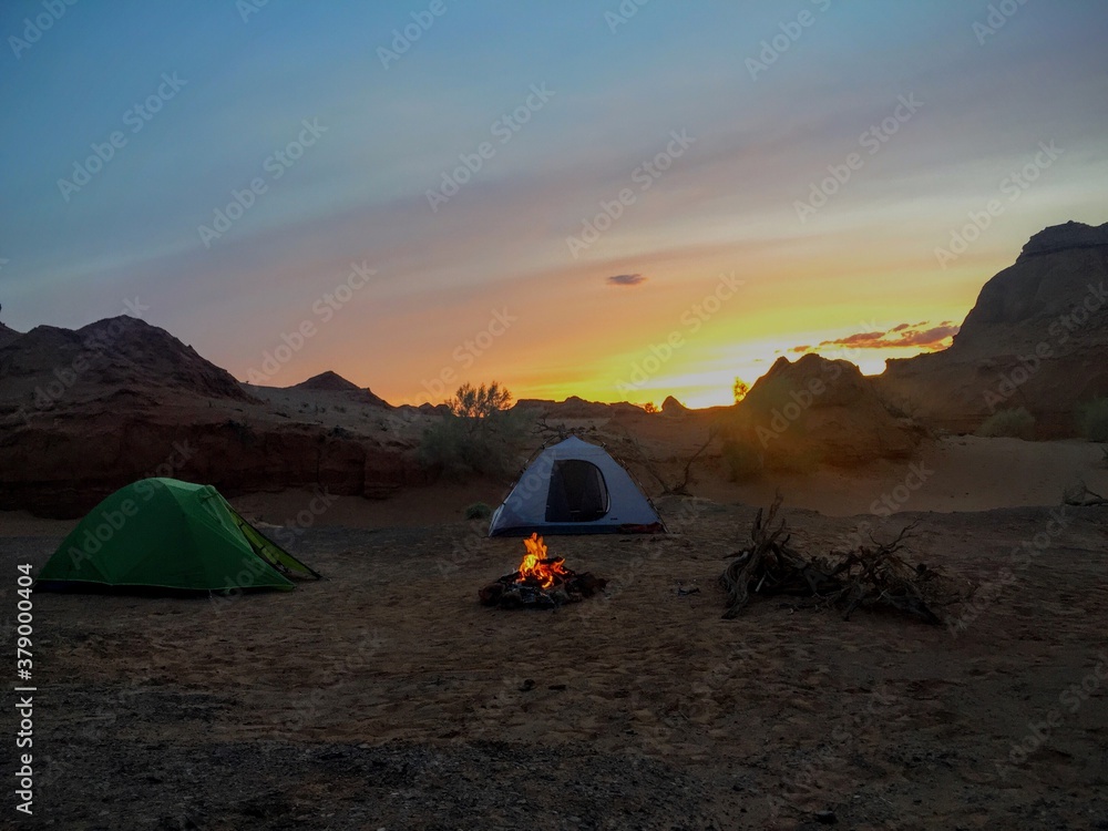 Camping in Dead Desert, Mongolia