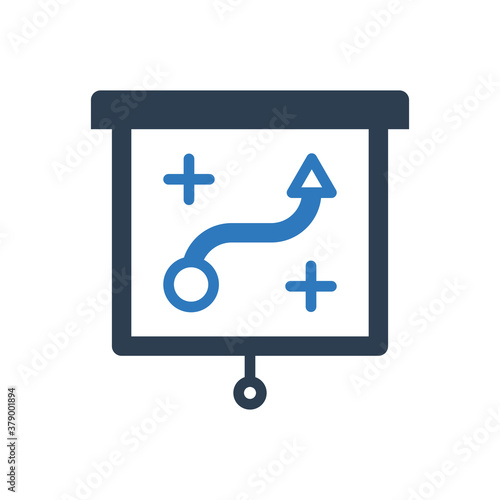 strategy presentation icon, business planing presentation icon