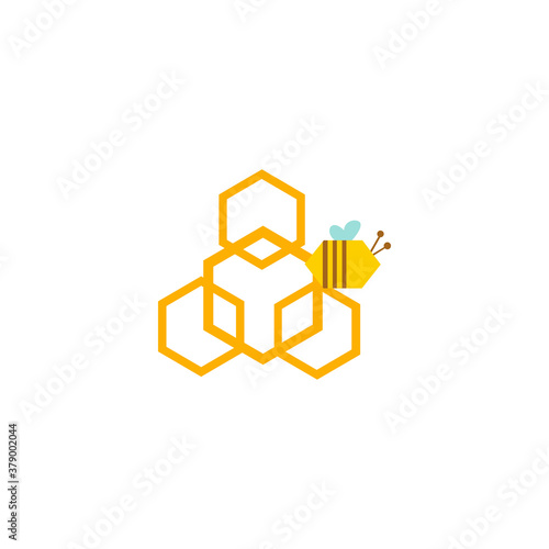 Beehive With Bees Flying Around Cartoon Illustration, Concept for organic honey products, package design,