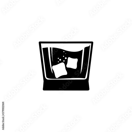 Glass of scotch whiskey and ice. Whiskey, Drinking Glass, Alcohol. Isolated On White