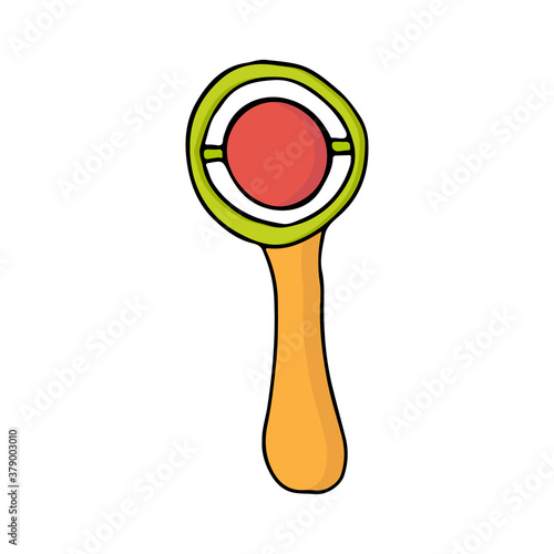 Colorful baby rattle icon in vector. Flat baby rattle illustration in vector