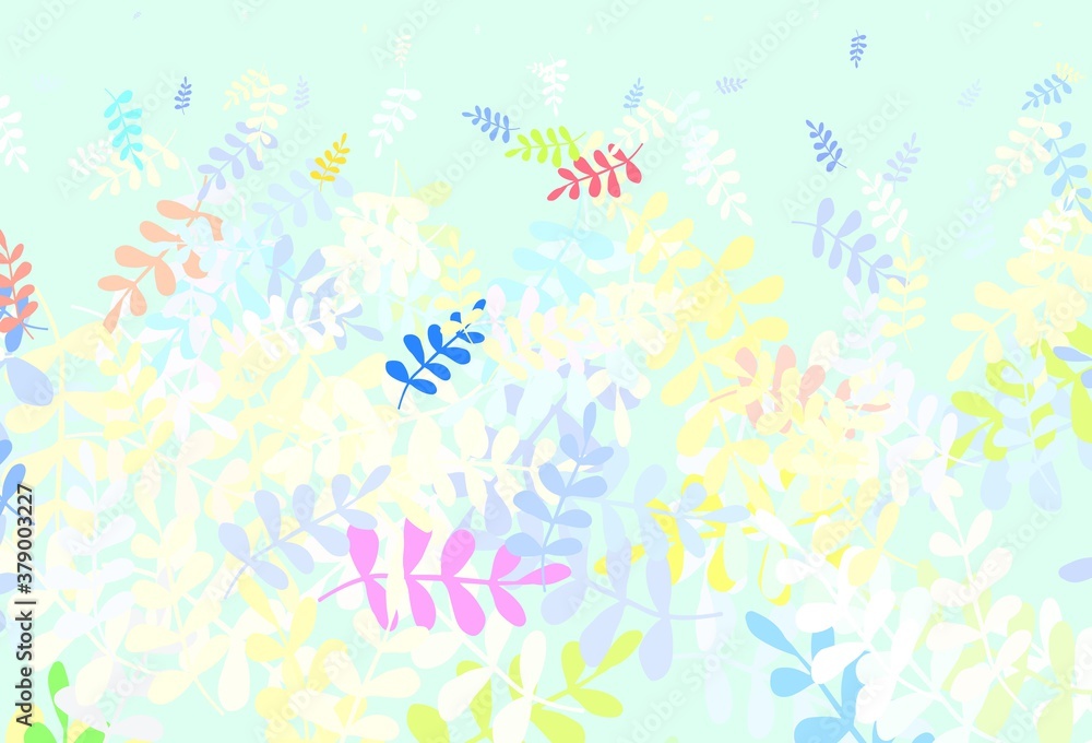 Light Multicolor vector abstract design with leaves.