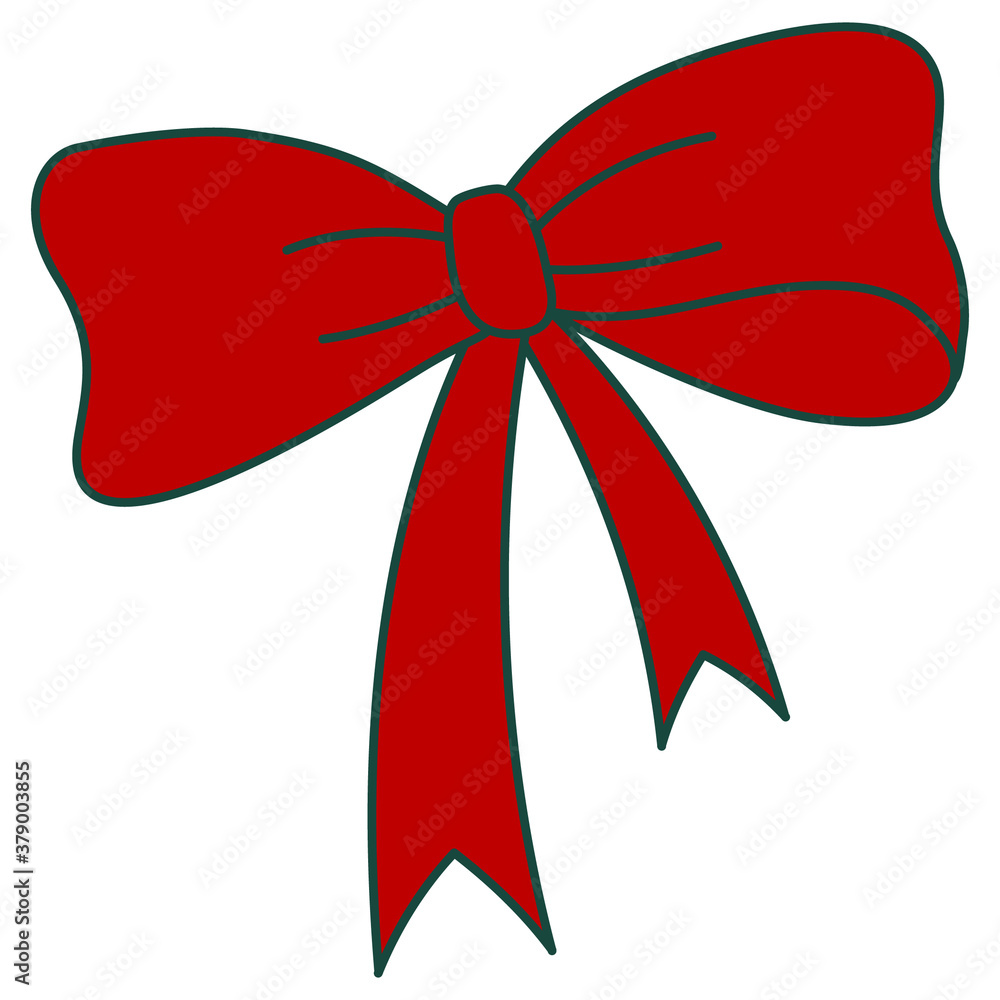 Red bow with ribbons vector icon isolated. Velvet or silk bow element for gift box, fabric. Сorduroy tied bow for postcards, app design, print, paper. Line color knot design, vector illustration Red bow with ribbons vector icon isolated. Velvet or silk bow element for gift box, fabric. Сorduroy tied bow for postcards, app design, print, paper. Line color knot design, vector illustration