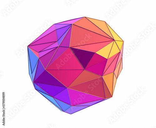 Abstract 3d render, low poly geometric shape, modern design