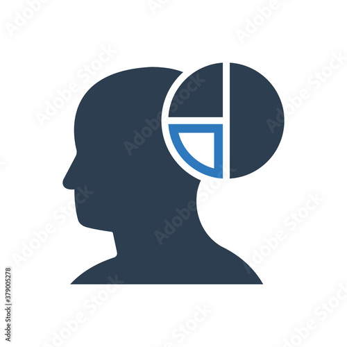 Brain mind pie chart statistics icon
