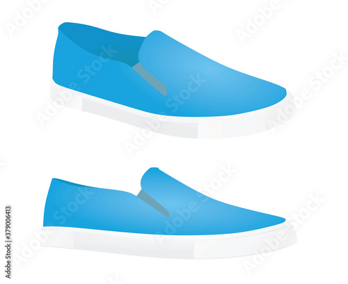 Blue loafer shoes. vector illustration