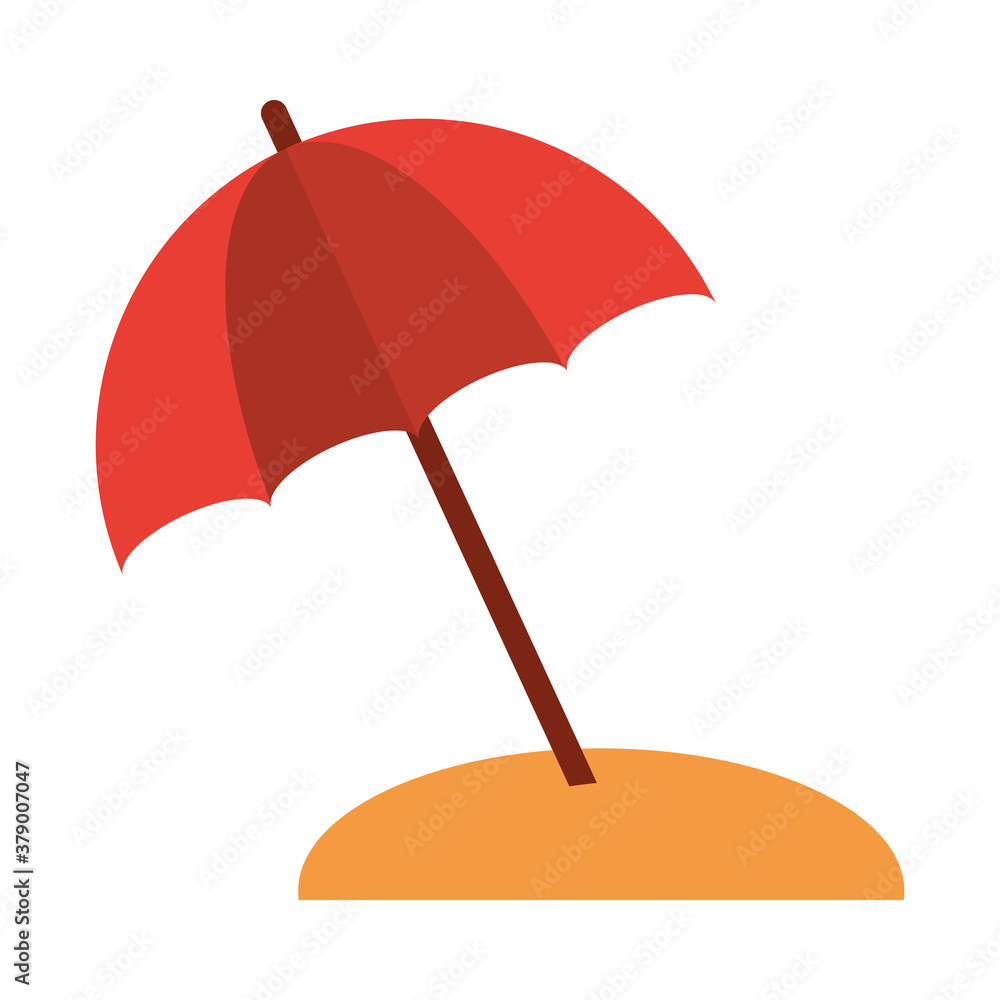 summer vacation travel, protection umbrella sand flat icon style