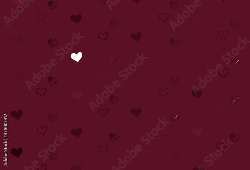 Light Pink  Red vector texture with lovely hearts.