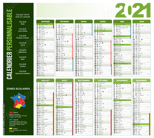 Calendrier 2021 vert