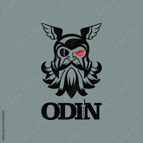 God Odin Face the Viking Mascot Illustration