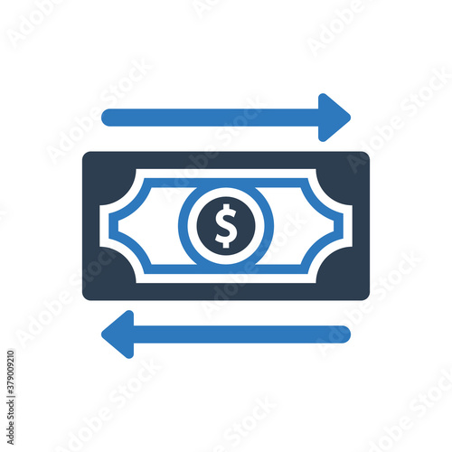 Money transaction icon - dollar transfer icon 