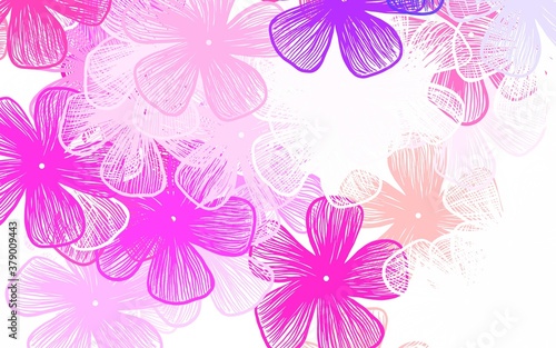 Light Purple, Pink vector doodle background with flowers