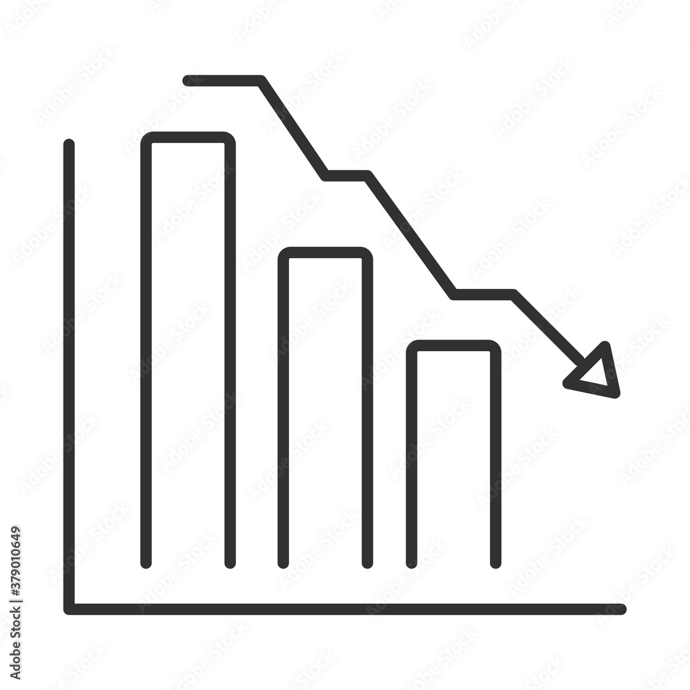 data analysis, chart report down arrow financial business line icon data analysis, chart report down arrow financial business line icon