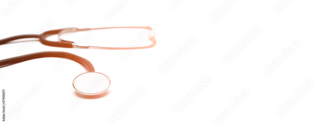 Stethoscop on a white background. Banner. Place for text. Copy space. Stethoscop on a white background. Banner. Place for text. Copy space.