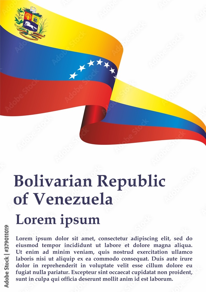 Flag of Venezuela, Bolivarian Republic of Venezuela, Latin America. Template for award design, an official document with the flag of Venezuela. Bright, colorful vector illustration. Flag of Venezuela, Bolivarian Republic of Venezuela, Latin America. Template for award design, an official document with the flag of Venezuela. Bright, colorful vector illustration.