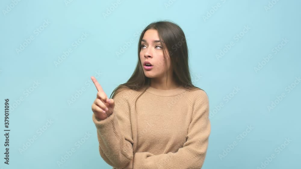 Young cute woman having some great idea, concept of creativity Young cute woman having some great idea, concept of creativity