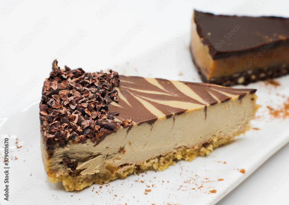 Chocolate Cheesecakes on White Plate Chocolate Cheesecakes on White Plate