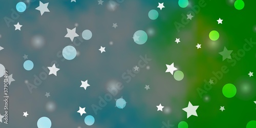 Wallpaper Mural Light Blue, Green vector template with circles, stars. Abstract illustration with colorful spots, stars. Pattern for design of fabric, wallpapers. Torontodigital.ca