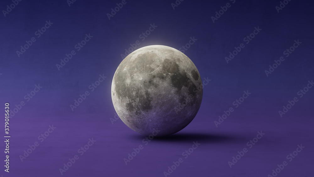 Naklejka premium 3D render of the moon on a dark background.