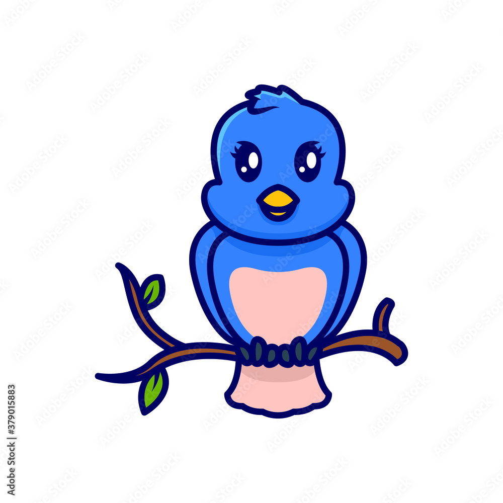 Fototapeta premium Cute blue bird mascot logo design illustration
