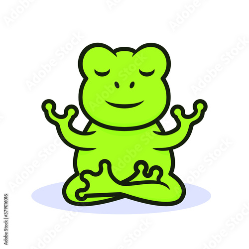 Cute frog kawaii mascot logo design illustration