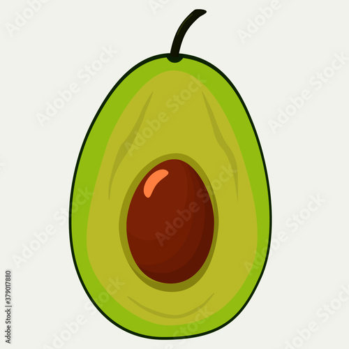 half a fresh cut avocado on a white background