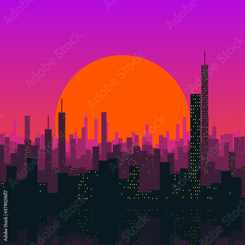 Abstract city scape and skyline background illustration.