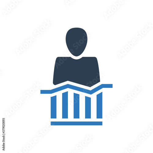 business man graph report icon