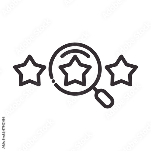 search icon, magnifying glass stars social media thin line icon