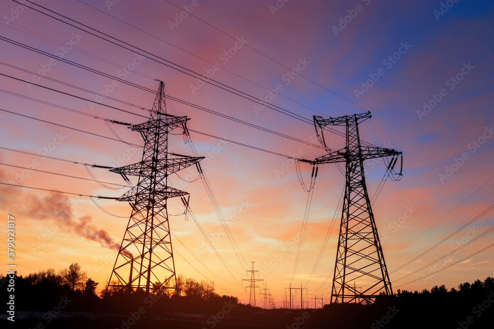 industrial power line / bright photo against the backdrop of a sunset ned industrial power line / bright photo against the backdrop of a sunset ned