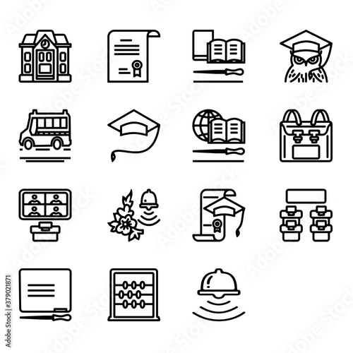 VECTOR ICONS EDUCATION IN THE NUMBER OF 15 PIECES