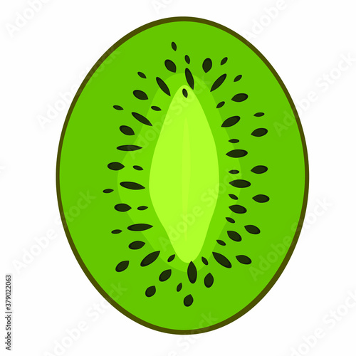 slice of fresh kiwi on a white background