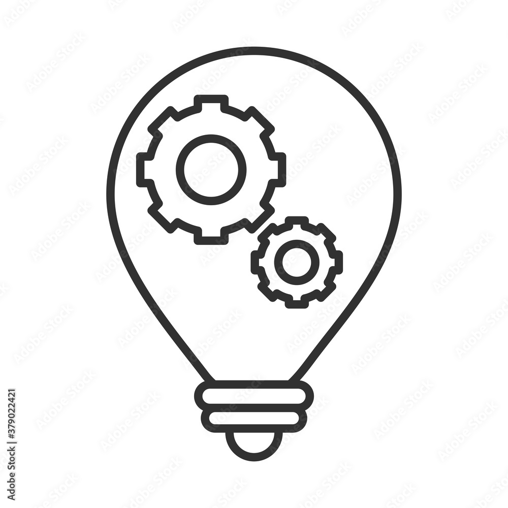 light bulb with gears business development line icon light bulb with gears business development line icon