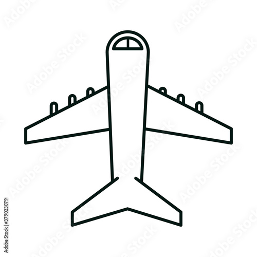 summer vacation travel, airplane transport commercial tourism linear icon style