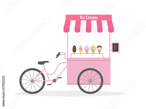 Ice Cream bicycle, ice cream cart, street food.