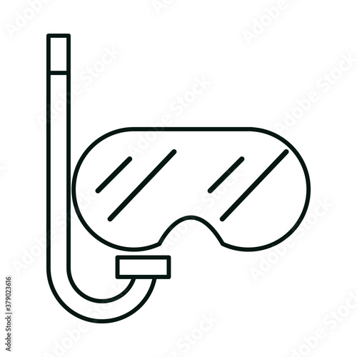 summer vacation travel, scuba mask and snorkel linear icon style