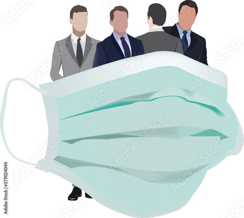 surgical mask with group of distinct people