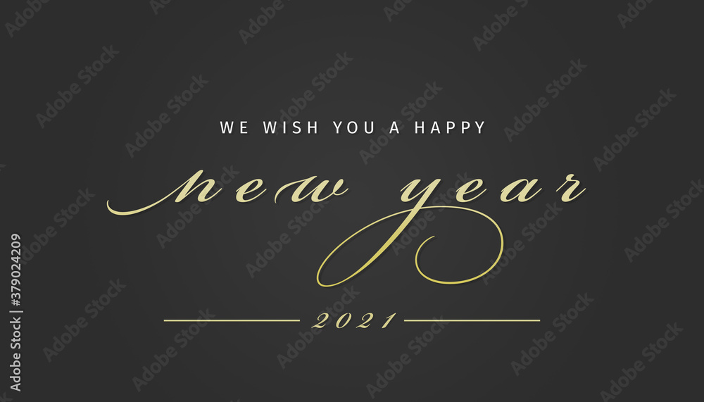 We wish you Happy New Year 2020, gold white black background
