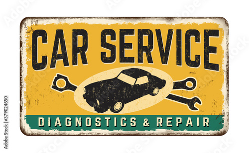 Car service vintage rusty metal sign