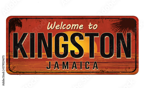 Welcome to Kingston vintage rusty metal sign