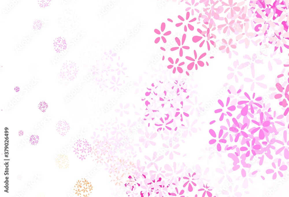Light Purple, Pink vector doodle layout with leaves. Light Purple, Pink vector doodle layout with leaves.
