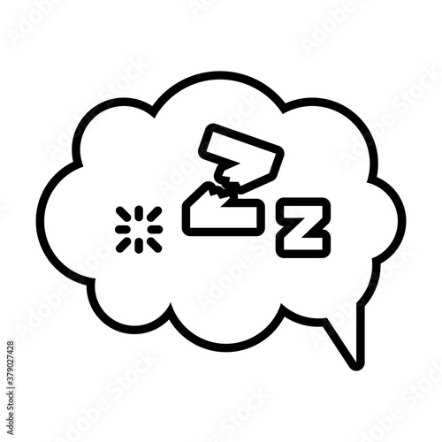 speech bubble with sleeping symbol, line style