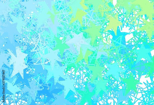 Light Blue, Green vector background with colored stars.