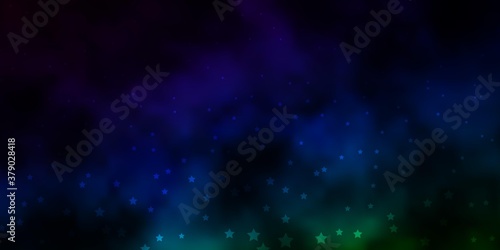 Dark Blue  Green vector template with neon stars. Shining colorful illustration with small and big stars. Design for your business promotion.