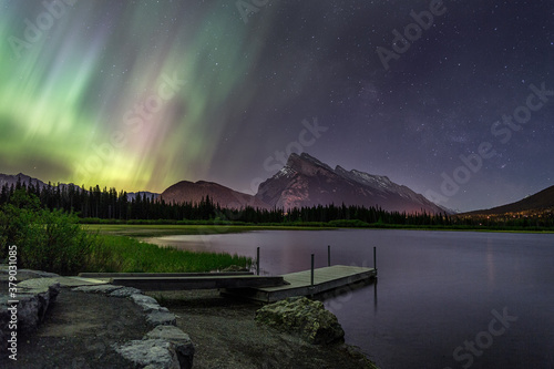 Aurora over Vermilion Lakes, Banff
