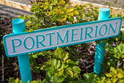 Portmeirion Sign in North Wales, UK photo