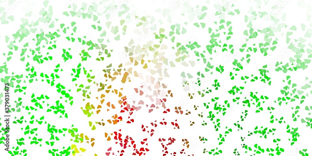 Light green, red vector backdrop with chaotic shapes.
