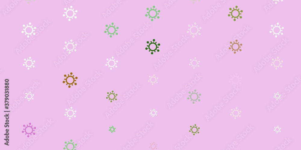 Light Pink, Green vector pattern with coronavirus elements. Light Pink, Green vector pattern with coronavirus elements.
