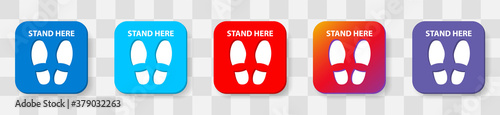 Do not walk or stand here. 5 colors option icon. Vector illustration flat design UI and UX. Isolated on a transparancy background.